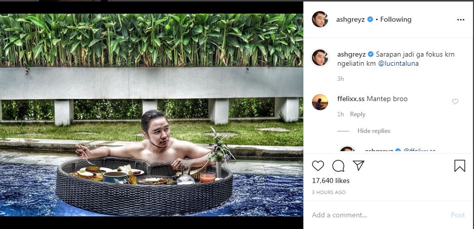 Abash mengunggah foto di instagram pribadinya