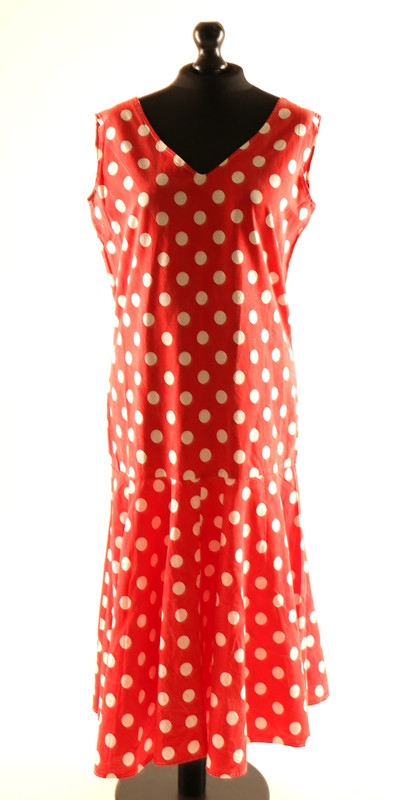 Red Handmade Polka Dot Dress - Adult 10