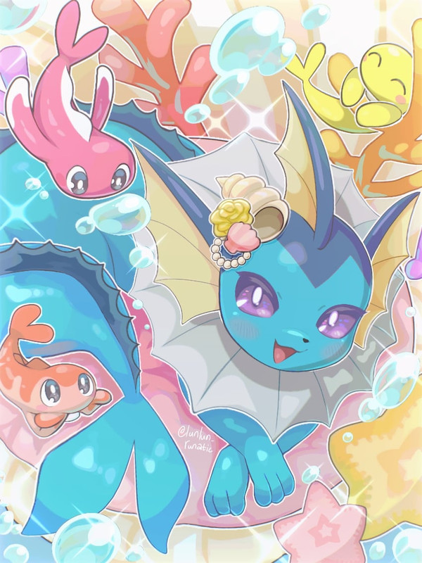 vaporeon-and-tatsugiri-pokemon-drawn-by-