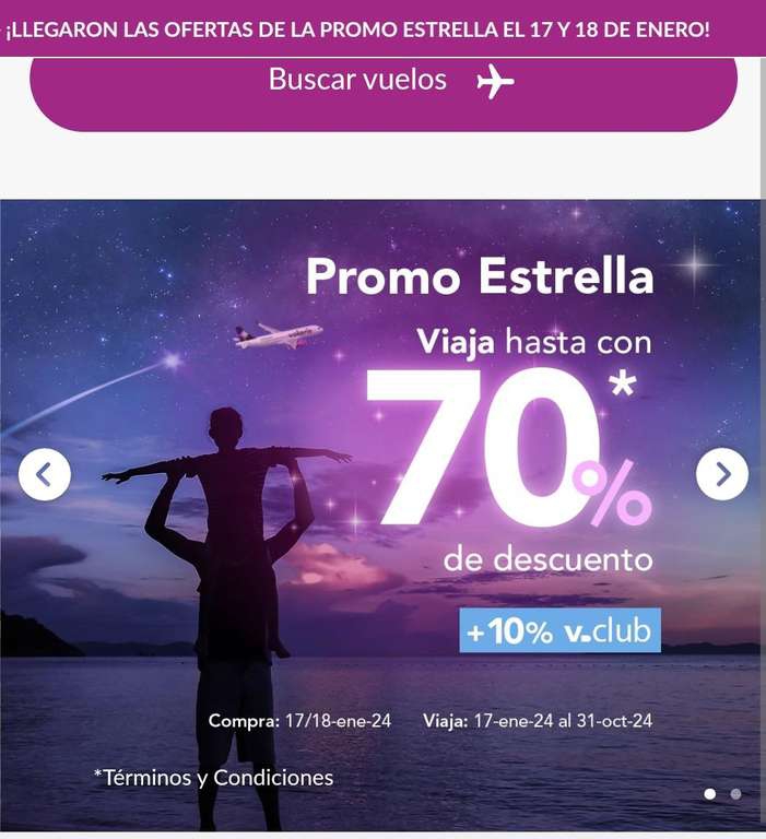 Volaris: descuento de hasta 70% + 10% adicional con vclub | Viajando 17 ENE - 31 OCT 2024 
