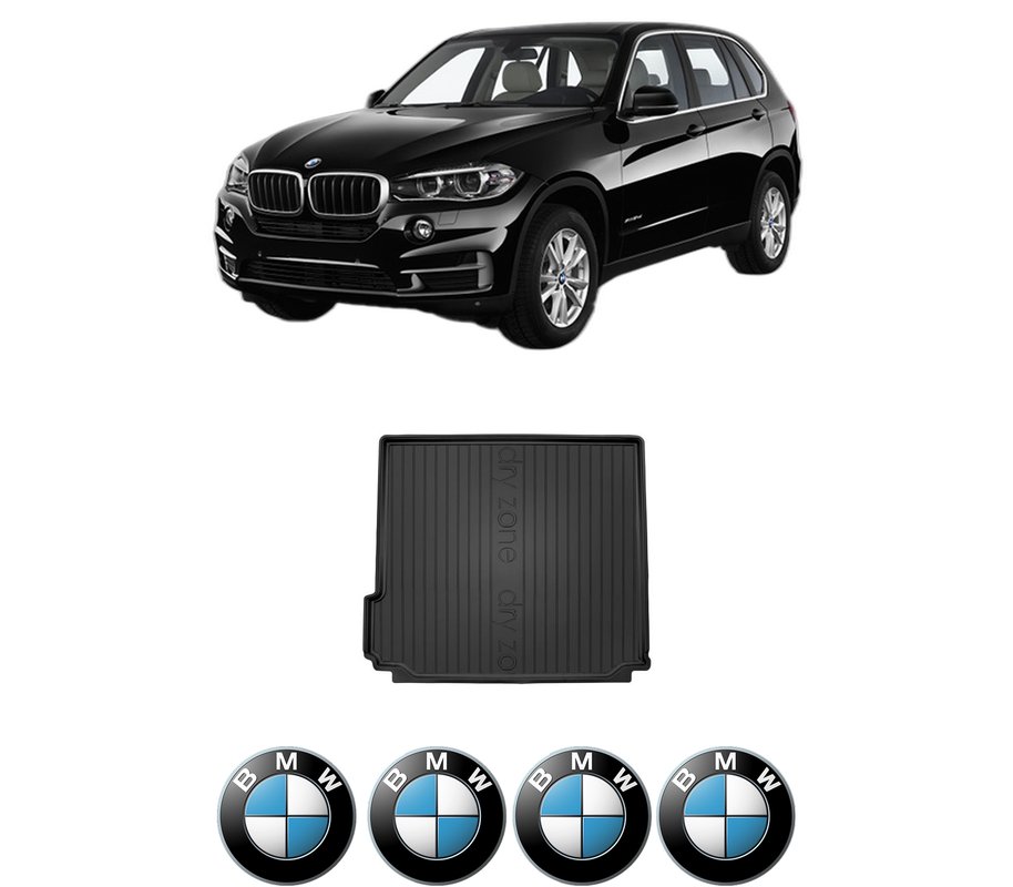 Tavita Portbagaj BMW Seria X5 (F15, F85) din 2013-2018, Protectie Portbagaj Auto, 4x Stickere auto cu BMW
