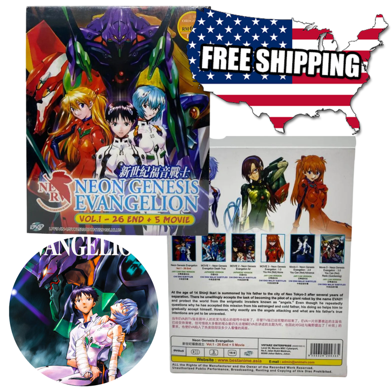 DVD anime neon genesis evangelion Complete series vol 1-26 end + 5