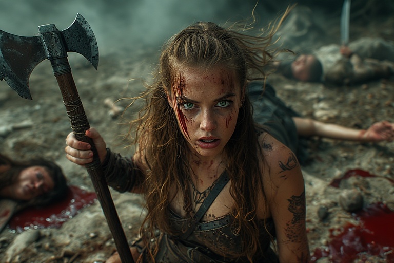 Viking-girl-holding-norse-axe-(26)