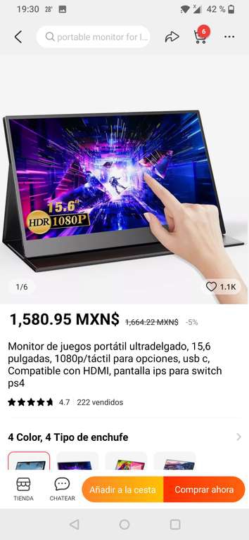 AliExpress: Pantalla LCD 13  conexión USB c 