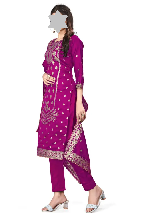 Designer Art Silk Unstitched Suit Material Beautiful Party wear Woven banarasi suit material For Women Kurta Set With Dupatta for Ladies Color 8 (R119)