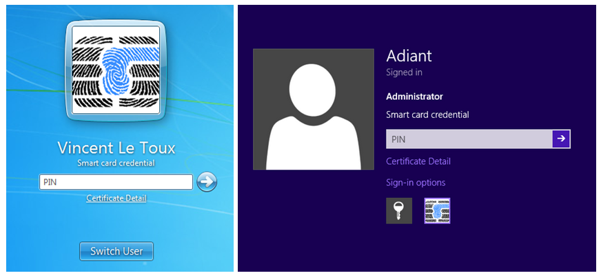 EIDAuthenticate running on Windows 7 & Windows 8.