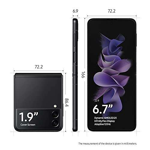 Amazon: SAMSUNG GALAXY Z FLIP 3 5g 128GB PHANTOM BLACK Desbloqueado (Renewed) versión US 
