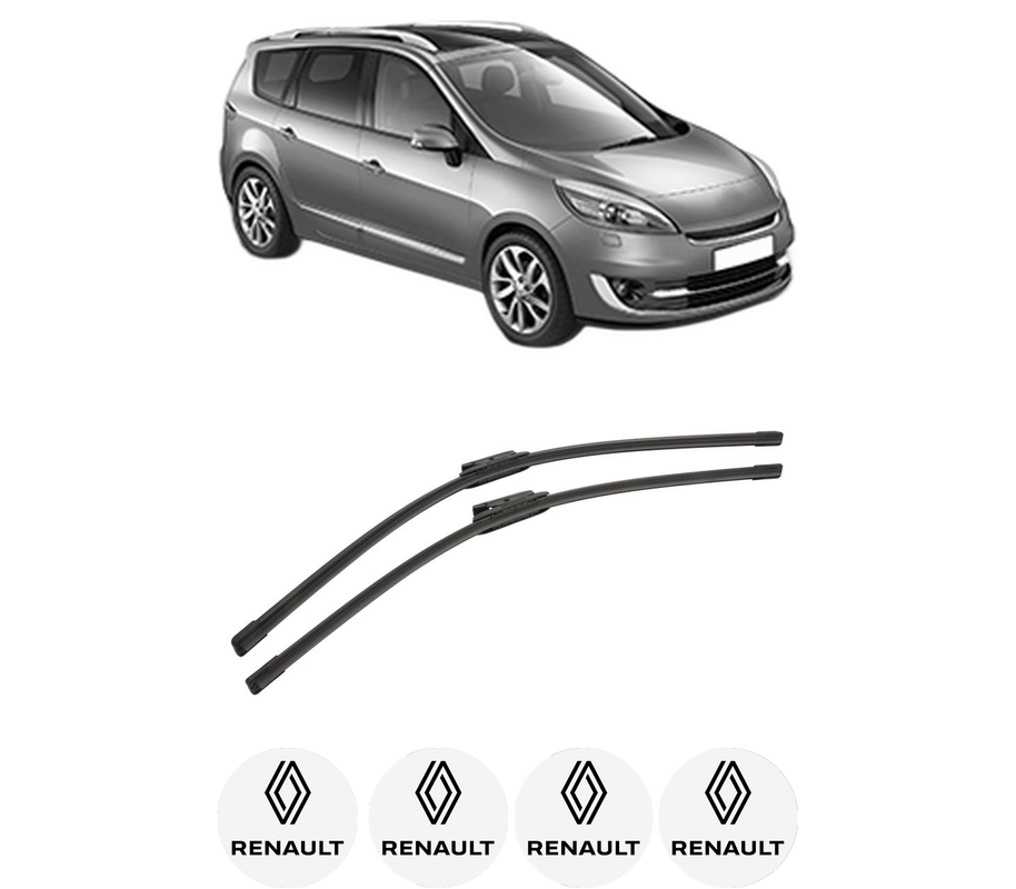 Set stergatoare auto RENAULT GRAND SCENIC III (JZ0/1_) din 2009-2016, pentru parbriz auto, 2 bucati, Bosch Aerotwin, din cauciuc siliconat rezistent, 4 Stickere Auto RENAULT