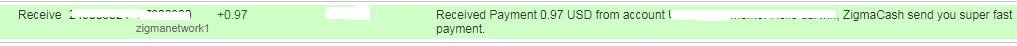 1º Pago de Zigma.cash ( 0,97$ ) Zigmapayment