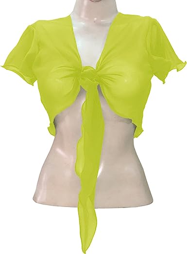 Women's Chiffon Choli Blouse Short Sleeve Tie Crop Top Shrug Belly Dance Gypsy - Bild 63 von 63