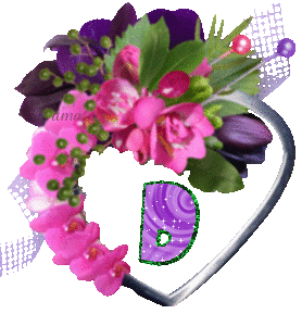 Corazón con Flores Violeta-Lila  D