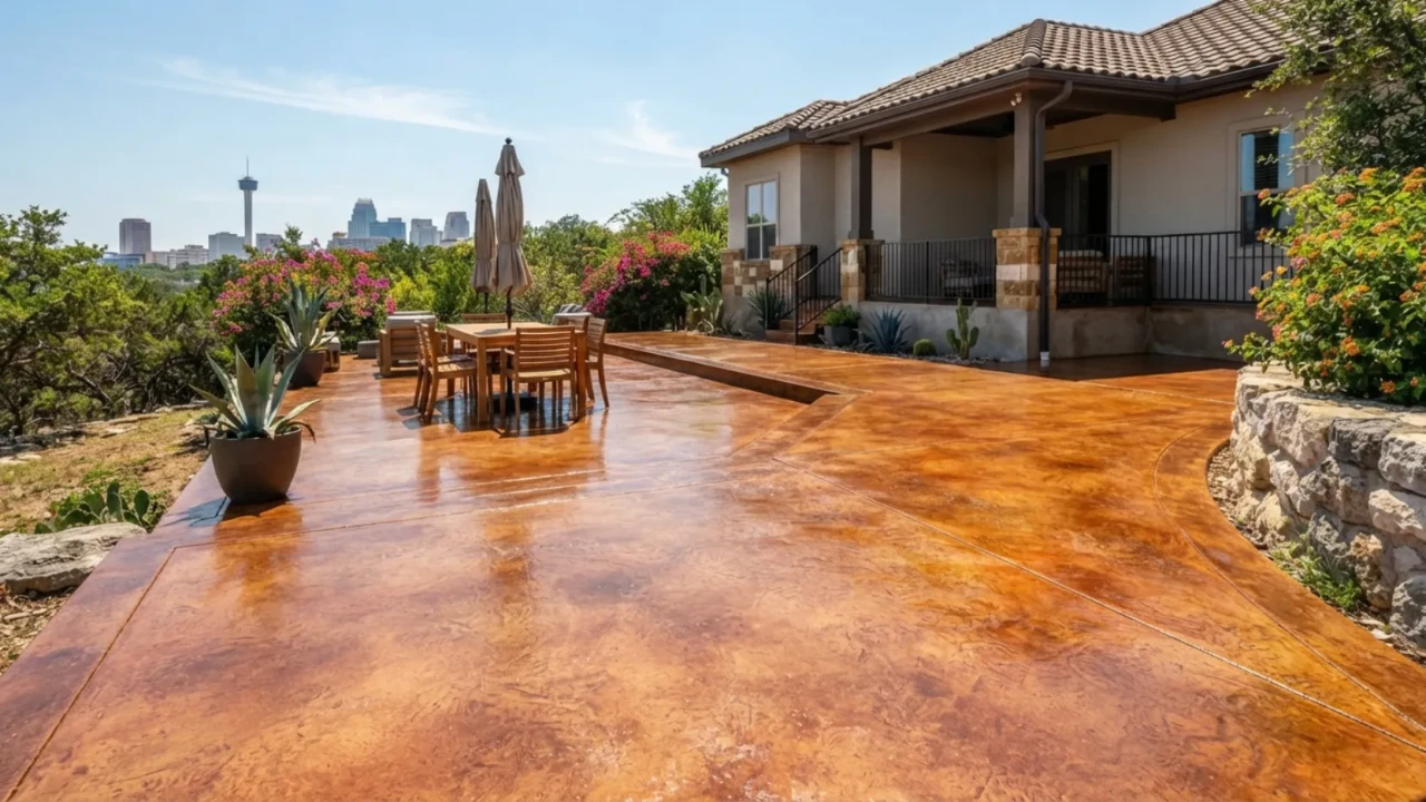 Exterior concrete stain UV resistant San Antonio