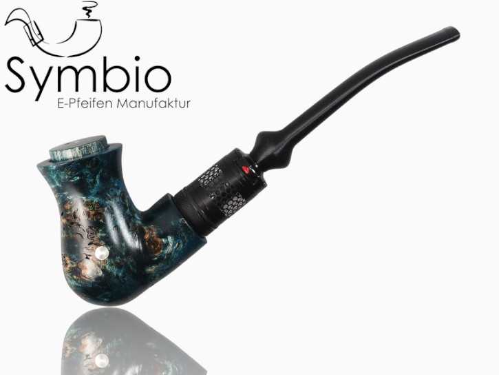 Fantasy E-Pfeife Eleria No10 aus Pappelmaserholz in Symplex-Wood, vasenfoermiger Korpus mit Krempe