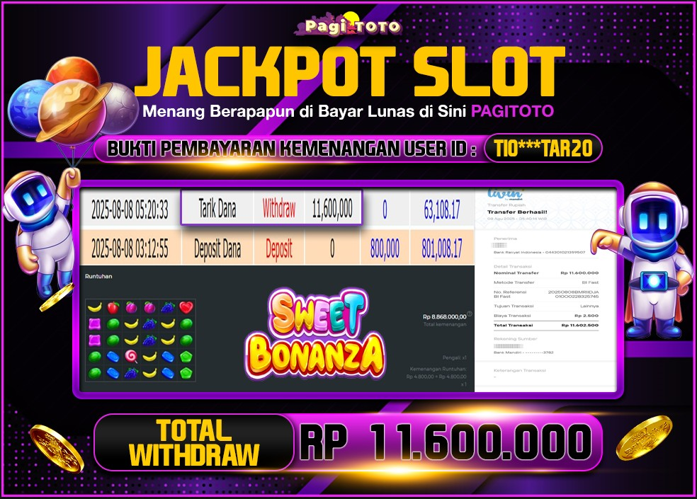 HAPPY JACKPOT MEMBER PAGITOTO SLOT SWEET BONANZA Rp 11.600.000-, - LUNAS