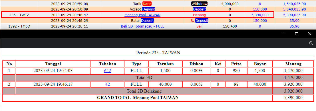 Bukti JP togel hari ini