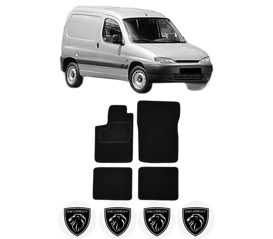 Set Covorase Presuri PEUGEOT PARTNER Box Body/MPV (5_, G_) din 1996-2015, Auto, Material Textil Mocheta, 4 Stickere auto cu PEUGEOT