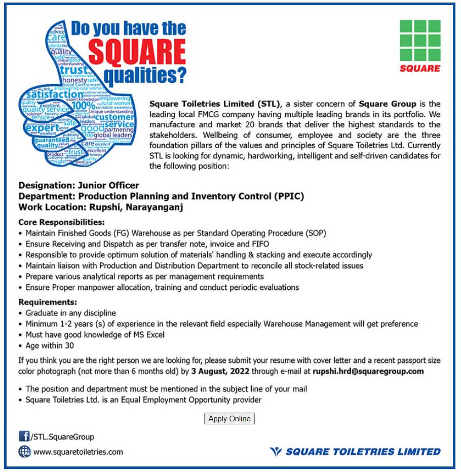 Square Group of Company Job Circular 2022