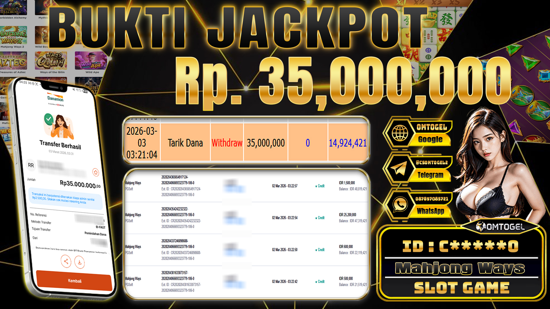 OMTOGEL JACKPOT PG SOFT MAHJONG WAYS , 35 JUTA DI BAYAR LUNAS ,-