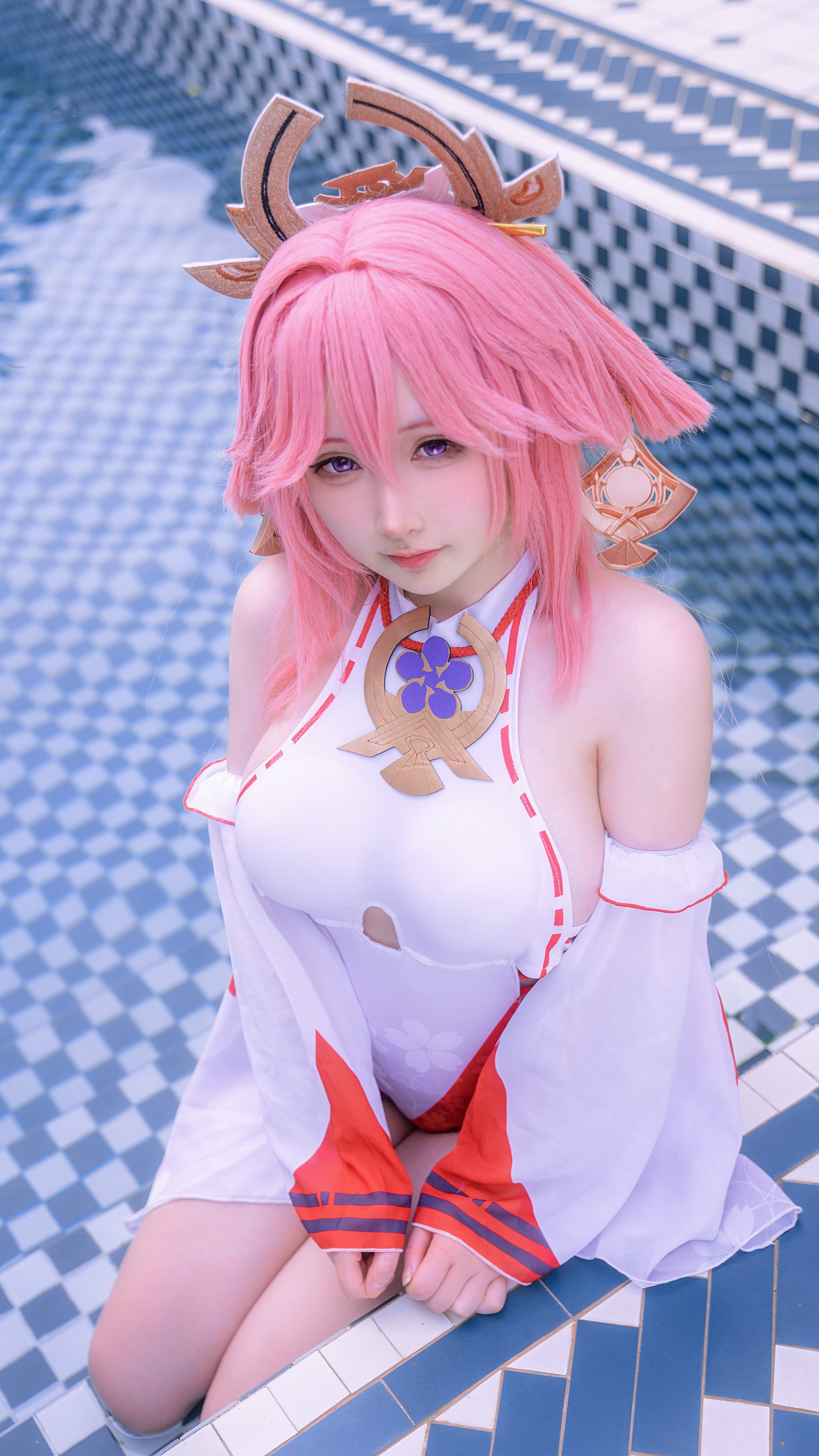 樱梨梨 八重神子 泳装 Cosplay 写真合集｜原神角色高清图集（29P｜429MB）插图4