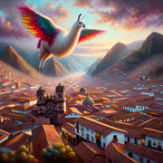 DALL-E-2023-10-24-17-25-42-Oil-painting-of-the-town-of-Cusco-during-twilight-The-historic-buildin