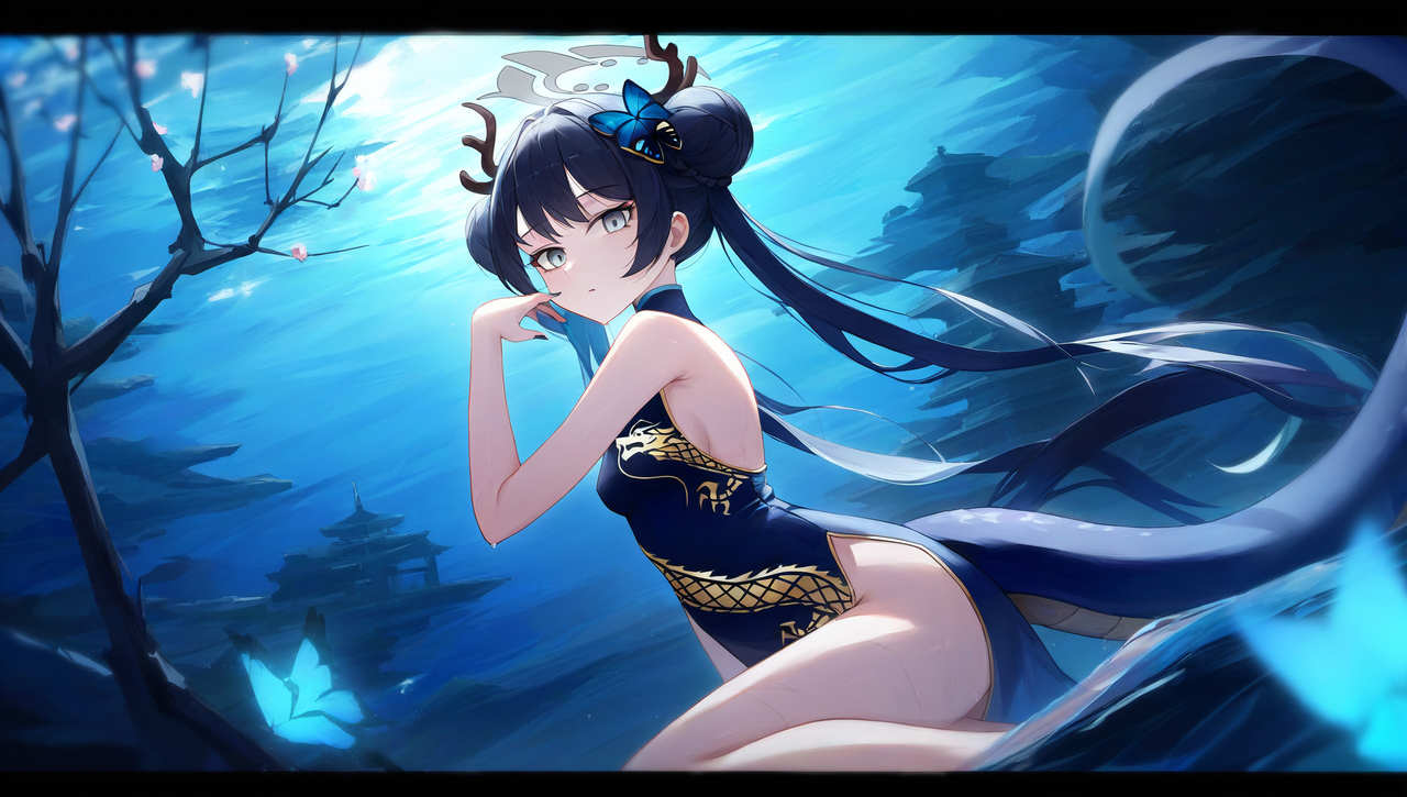 depth of field, 1girl, [kisaki blue archive], monster girl, {{{{dragon girl}}}}, s-4044918596