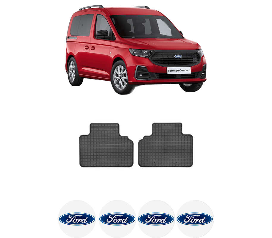 Set covorase presuri FORD TOURNEO CONNECT / GRAND TOURNEO CONNECT V761 MPV (SK) din 2022-2024, auto, din cauciuc thermoplastic, 4 Stickere auto cu FORD
