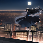 Best quality, masterpiece, illustration, {{{flying}}}, long hair, wind, night, c s-1908861486
