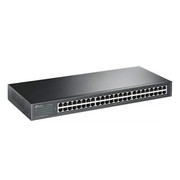 Switch TP-Link TL-SF1048 em ângulo, mostrando seu design para rack