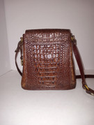 Back exterior vintage Brahmin brown alligator embossed