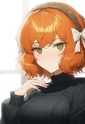 depth of field, 1girl, ishmael (limbus company), short hair, orange hair, {{gree s-3562156008