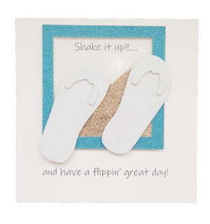 Flip flop sand shaker card