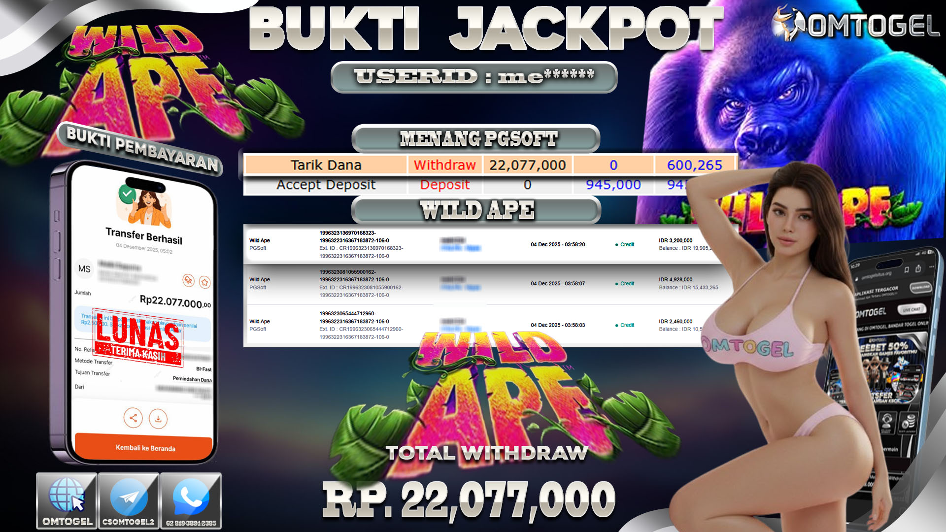 OMTOGEL JACKPOT PGSOFT WILD APE ,22 JUTA DI BAYAR LUNAS ,-