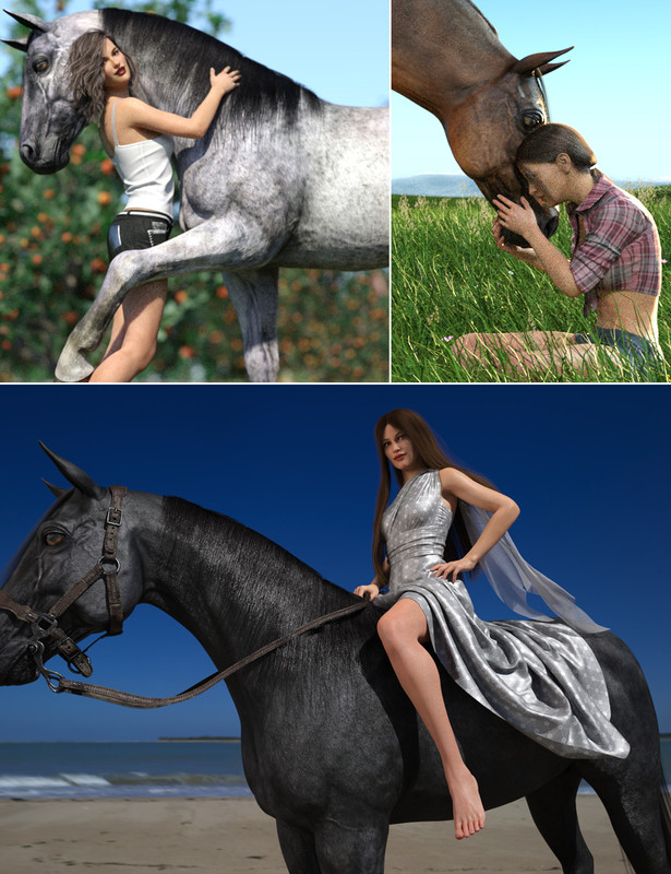 Horse and Rider Poses and Dress for Genesis 8