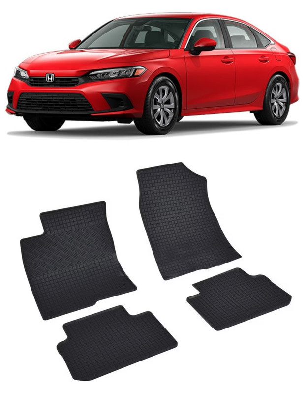 Set 4 covorase Honda Civic 2022-prezent, din cauciuc 100%, compatibile cu autoturismul Honda Civic