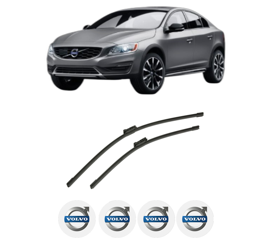 Set stergatoare auto VOLVO S60 II Cross Country (134) din 2015-2018, pentru parbriz auto, 2 bucati, Bosch Aerotwin, din cauciuc siliconat rezistent, 4 Stickere Auto VOLVO