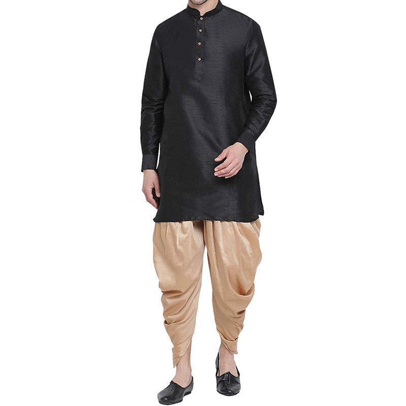 Men's Dhoti Kurta Pant Set Silk Blend Ethnic Kurta Pyjama For Wedding Wear Dress - Picture 6 of 24