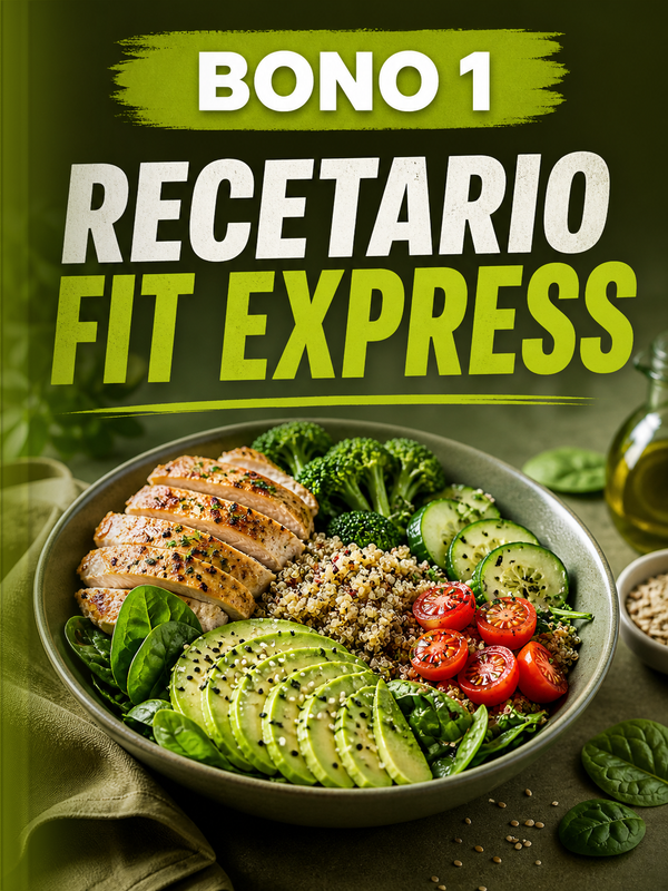 Mockup del Bono 1: Recetario Fit Express