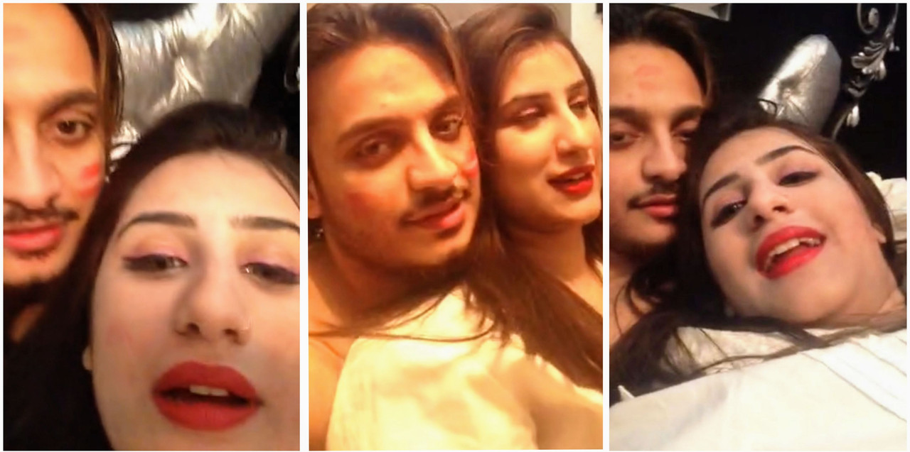 indian couple gf kissing on his Chick