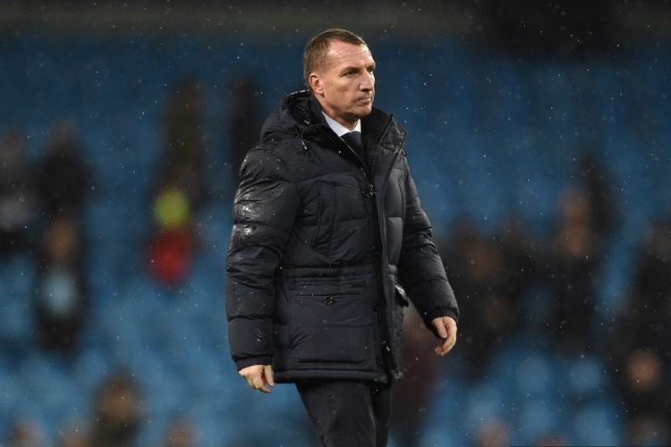 Manajer Leicester City, Brendan Rodgers, bereaksi atas kekalahan mereka dalam pertandingan Liga Inggris antara Manchester City vs Leicester City di Stadion Etihad pada 21 Desember 2019.