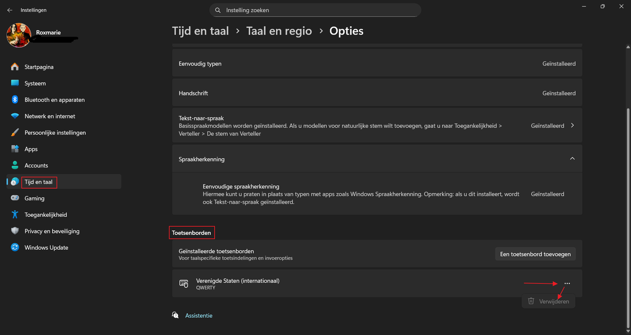 Toetsenbord 2 verwijderen