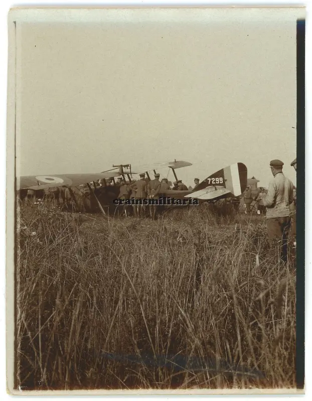 Orig. Foto franz. Beute Flugzeug Wrack -7299- in Frankreich 1917 Aisne Somme (1)