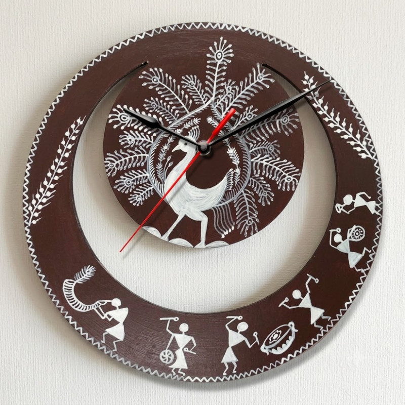 Warli Painting on Moon Clock DIY Kit