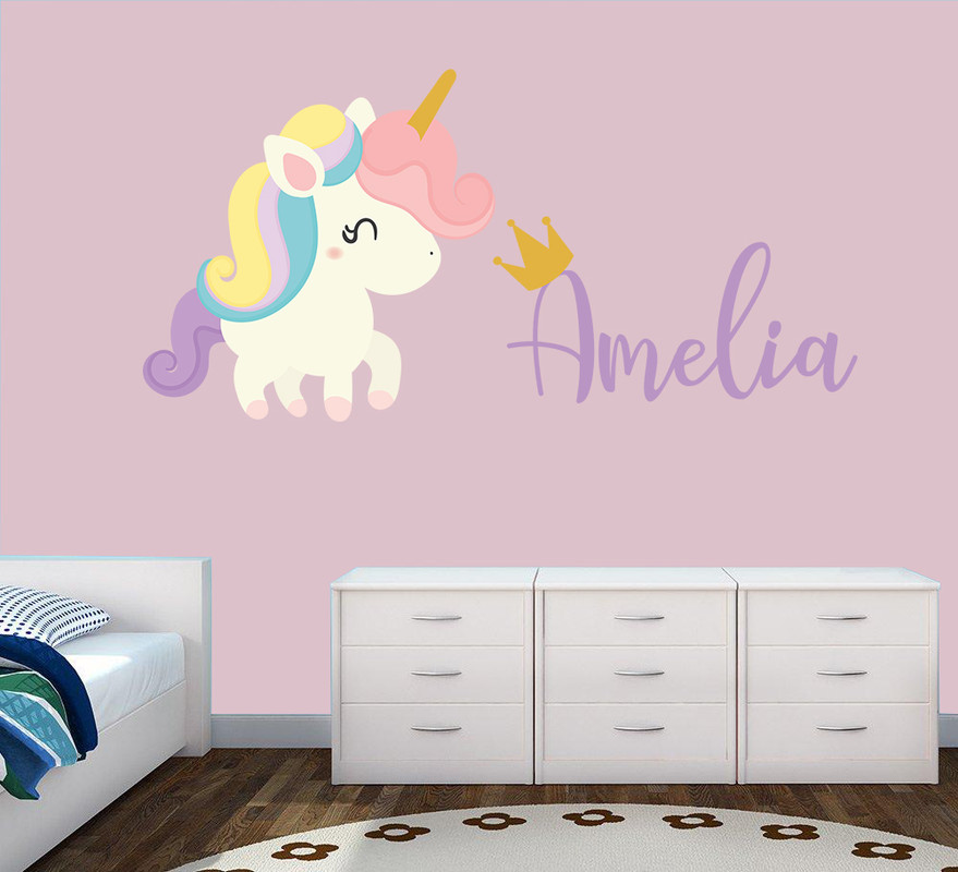personalised unicorn any name wall decal 3d art stickers vinyl room