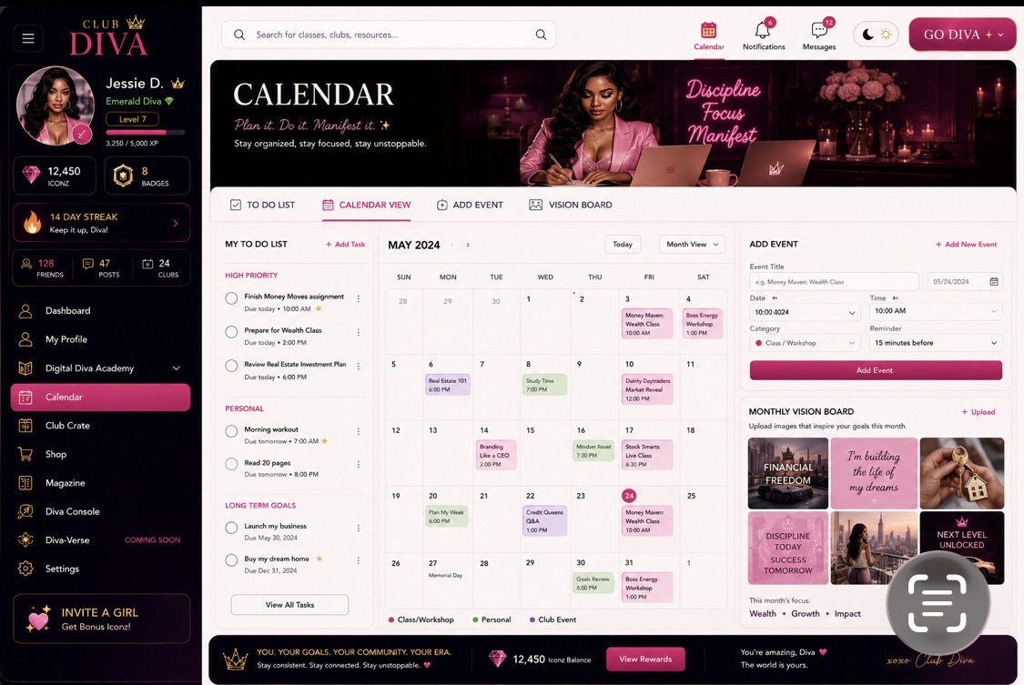 Club D.I.V.A. smart dashboard