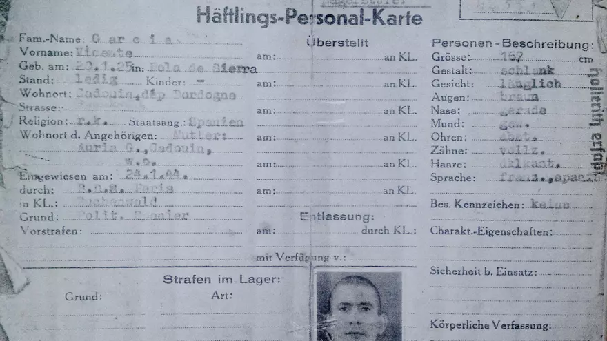 Ficha de prisionero que elaboraron los SS de Buchenwald