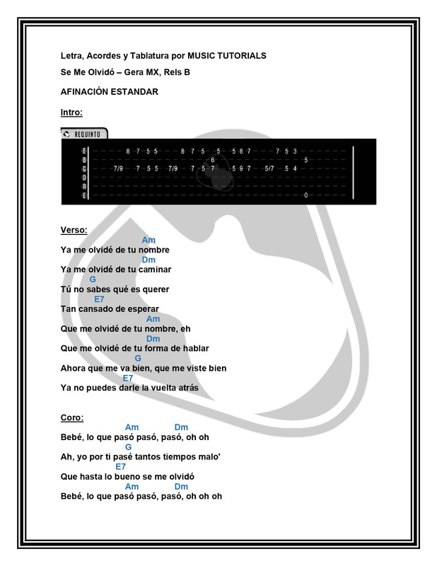 Se Me Olvidó Gera MX Rels B Letra y Acordes by MUSICTUTORIALS_page-0001
