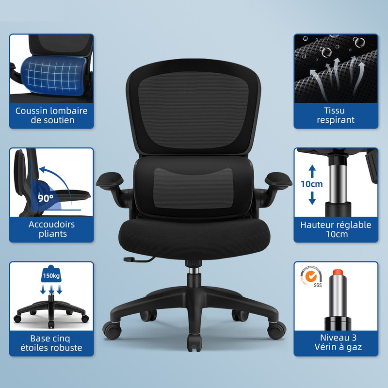 Chaise de bureau ergonomique à roulettes confortable - Tous Ergo