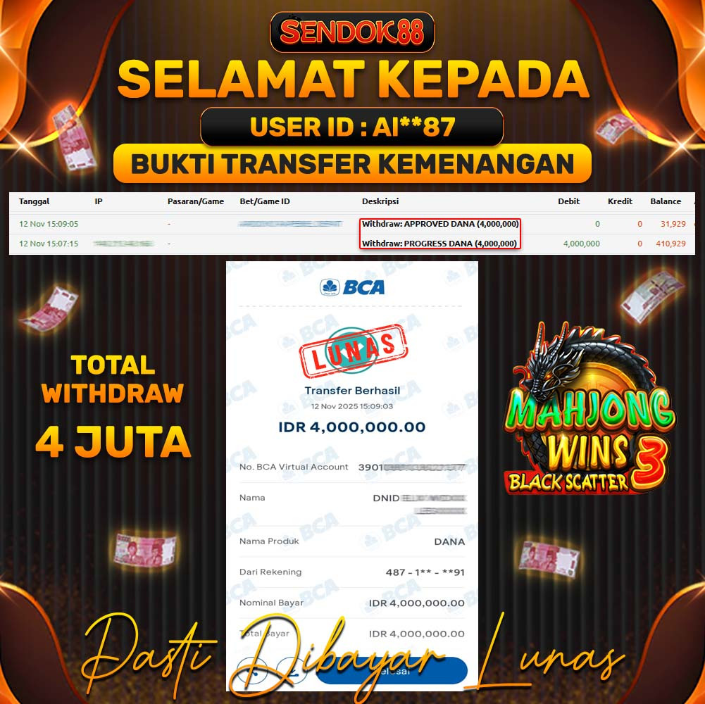 SENDOK88 JEPE! MAHJONG WINS 3 BLACK SCATTER Rp 4.000.000,- LUNAS!