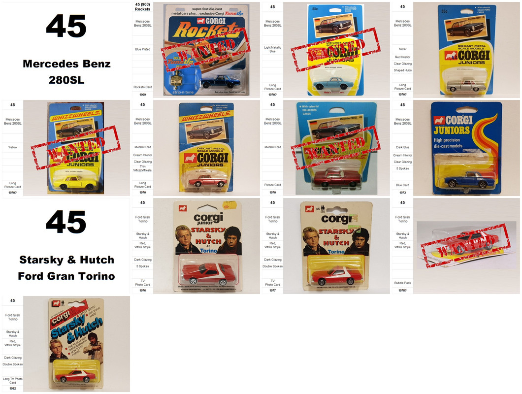 0045 Juniors-45-Mercedes Benz 280SL 45-Starsky & Hutch  Ford Gran Torino