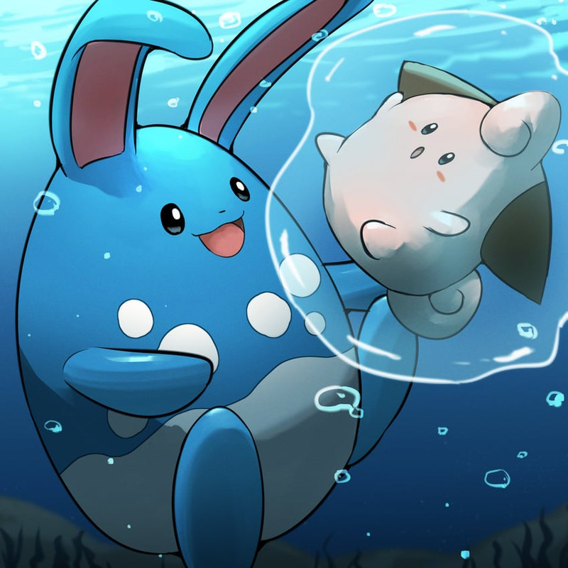 azumarill-and-cleffa-pokemon-drawn-by-sp